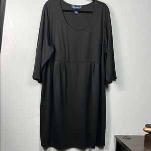 Susan Graver Style Black 3/4 Sleeve Midi Dress 3X